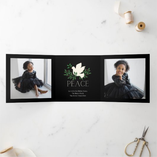 Peace Dove Holidayの写真数々の 三つ折りクリスマスカード (内部)