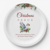 Peace Dove Holly Christian Christmas ペーパープレート (正面)
