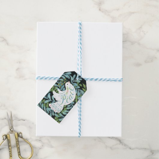 Peace Dove Illustrated Christmas ギフトタグ (より糸つき)