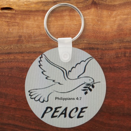 Peace Dove Key Chain with scripture キーホルダー (正面)