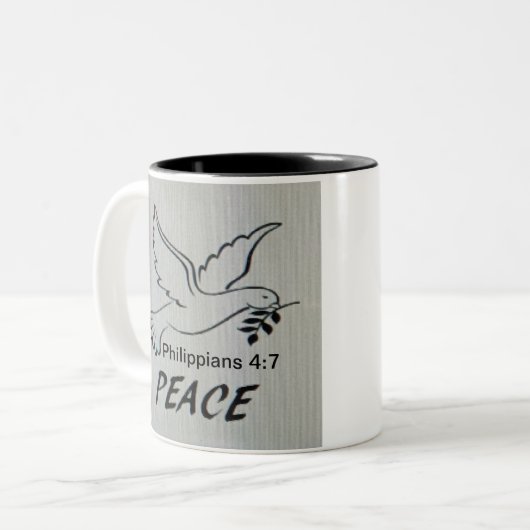 Peace Dove Mug with Scripture ツートーンマグカップ (正面左)