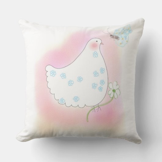 Peace Dove, pink pillow クッション (正面)
