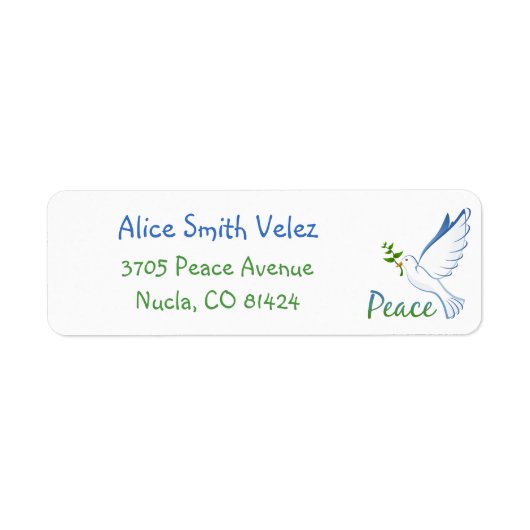 Peace Dove Return Address Labels ラベル (正面)