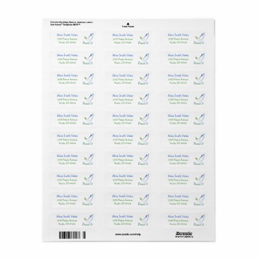 Peace Dove Return Address Labels ラベル (フルシート)