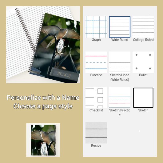 Peace Dove Spread Wings Photographic ノートブック