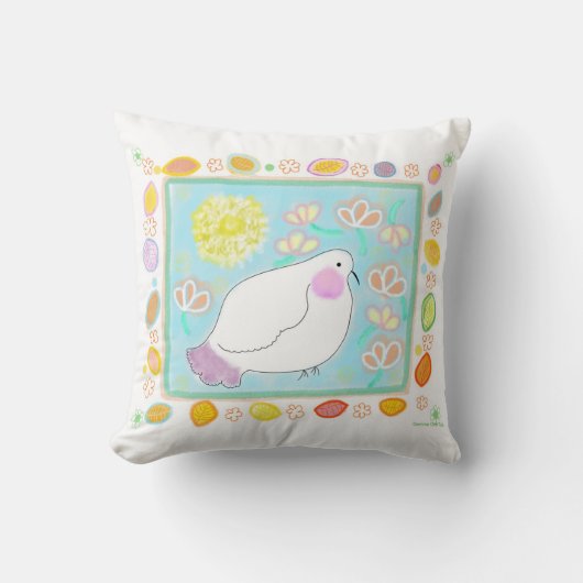 Peace Dove with flowers pillow クッション (正面)