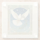 Peace Dove With Olive Sprig Decor  ガラスコースター (裏面)