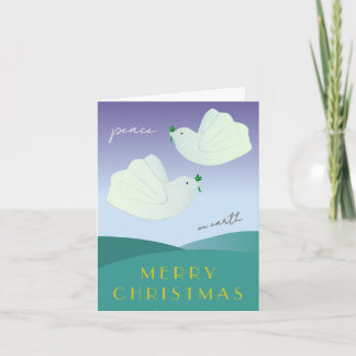 Peace Doves Cute Modern Christmas Card シーズンカード