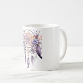 Peace Dream Catcher Purple Feathers コーヒーマグカップ (正面右)