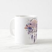 Peace Dream Catcher Purple Feathers コーヒーマグカップ (正面左)