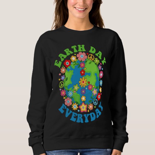 Peace Earth Day Everyday 60s 70s Hippie Retro Envi スウェットシャツ (正面)
