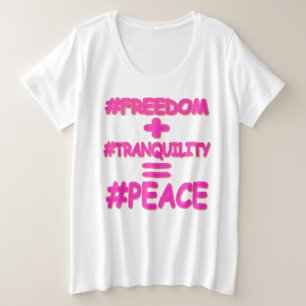 "PEACE EQUATION"かわいいデザイン。買今 プラスサイズTシャツ