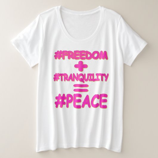 "PEACE EQUATION"かわいいデザイン。買今 プラスサイズTシャツ (デザイン正面)