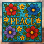 Peace Floral Stained Glass Window Cling ウィンドウサイン (シート2)