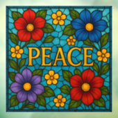 Peace Floral Stained Glass Window Cling ウィンドウサイン (シート3)