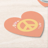 Peace Flower Power Loveパーティーコースター60のGroovy ペーパーコースター (アングル)
