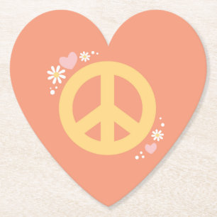 Peace Flower Power Loveパーティーコースター60のGroovy ペーパーコースター