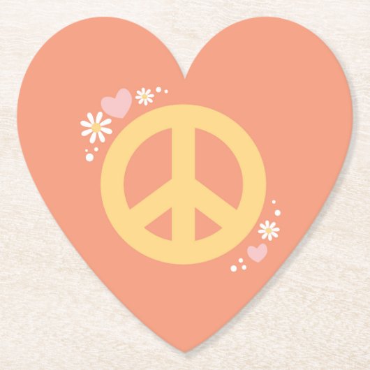 Peace Flower Power Loveパーティーコースター60のGroovy ペーパーコースター (正面)