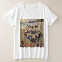 Peace Follows Me Beautiful Beach Floral T-Shirt プラスサイズTシャツ