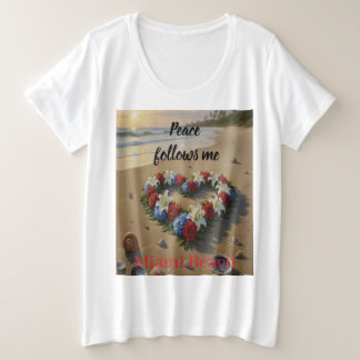 Peace Follows Me Beautiful Beach Floral T-Shirt プラスサイズTシャツ