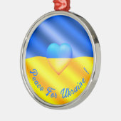 Peace For Ukraine Christmas Ornament Ukraine Flag メタルオーナメント (左)