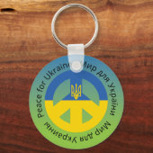 Peace for Ukraine in English Ukrainian and Russian キーホルダー (裏面)