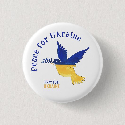 Peace for Ukraine & Pray for Ukraine Button 缶バッジ (正面)
