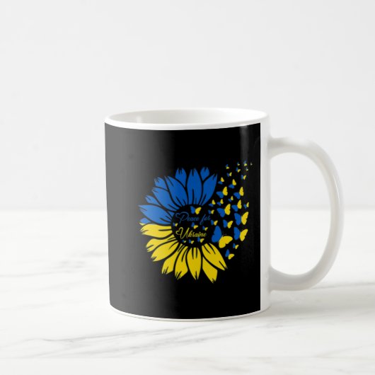 Peace For Ukraine Sunflower Ukrainian Butterfly Uk コーヒーマグカップ (右)