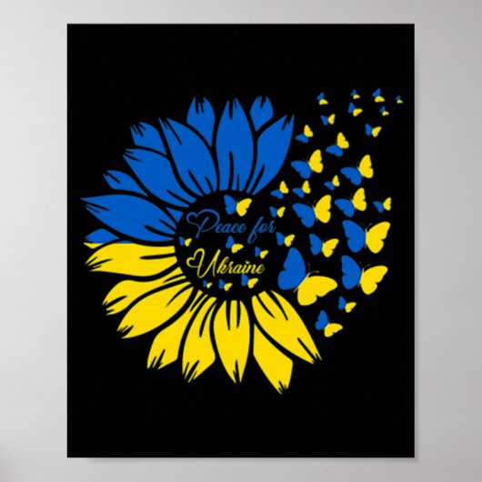 Peace For Ukraine Sunflower Ukrainian Butterfly Uk ポスター (正面)