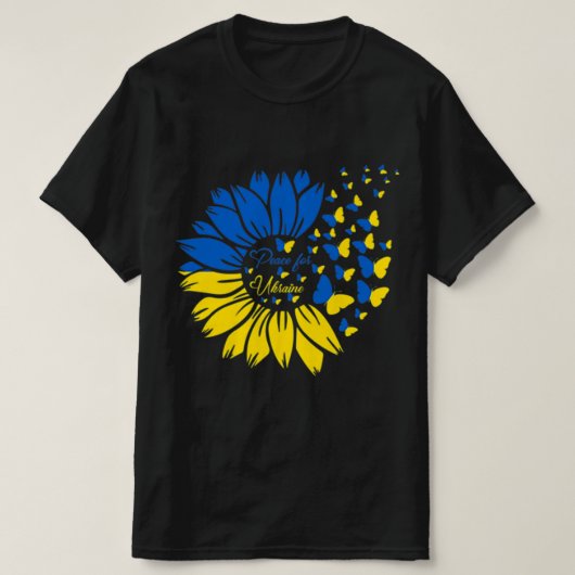 Peace For Ukraine Sunflower Ukrainian Butterfly Uk Tシャツ (デザイン正面)