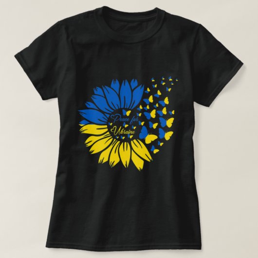 Peace For Ukraine Sunflower Ukrainian Butterfly Uk Tシャツ (デザイン正面)