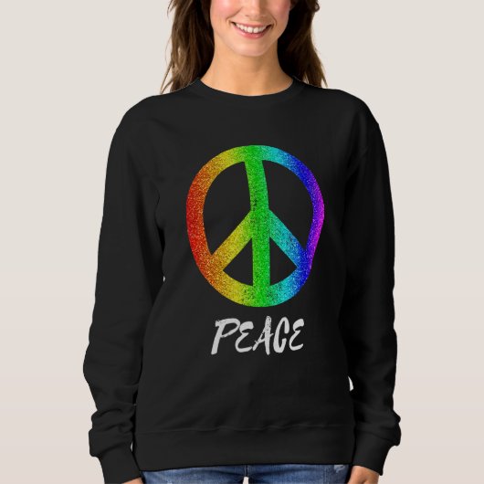 Peace Freedom 60sプライドレインボーピースサインEqualit スウェットシャツ (正面)