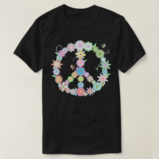 PEACE  Funny Floral Sign  Cool Statement Tee  Tシャツ (デザイン正面)