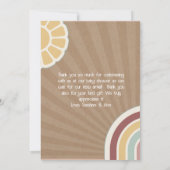 Peace Groovy Welcome Pink Brown Baby Shower Hippie サンキューカード (裏面)