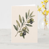 Peace Grows Here | Vintage Olive Branch Botanical カード (黄色い花)