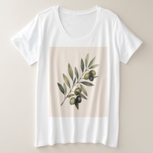Peace Grows Here | Vintage Olive Branch Botanical プラスサイズTシャツ (デザイン正面)
