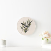 Peace Grows Here | Vintage Olive Branch Botanical ラウンド壁時計 (ホーム)
