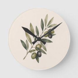 Peace Grows Here | Vintage Olive Branch Botanical  ラウンド壁時計
