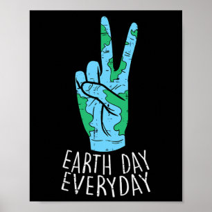 Peace Hand Earth Day Everyday Environment Men Woom ポスター