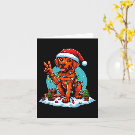 Peace Hand Rhodesian Ridgeback Christmas Lights Wo カード (黄色い花)