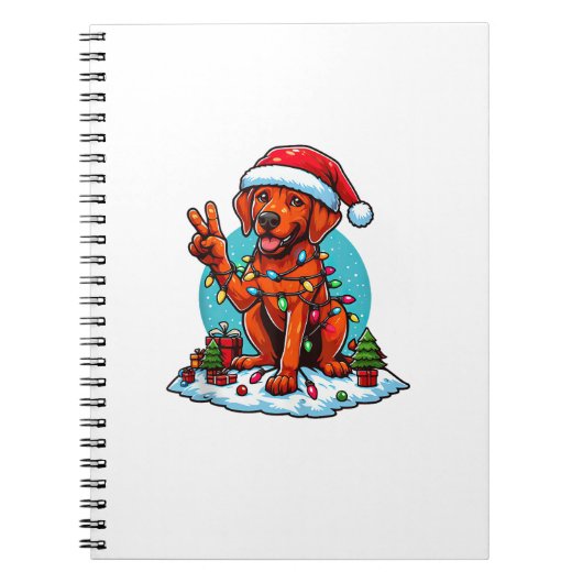 Peace Hand Rhodesian Ridgeback Christmas Lights Wo ノートブック (正面)