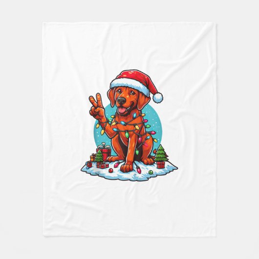 Peace Hand Rhodesian Ridgeback Christmas Lights Wo フリースブランケット (正面)
