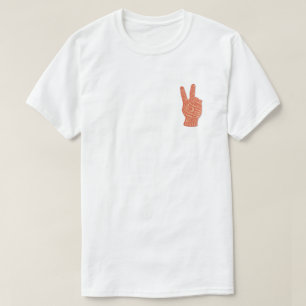 Peace Hand Sign刺繍スタイル- Love Freedom Tシャツ