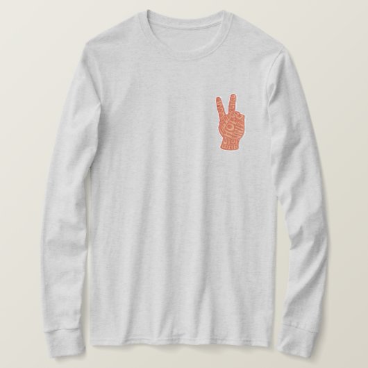 Peace Hand Sign刺繍スタイル- Love Freedom Tシャツ (デザイン正面)