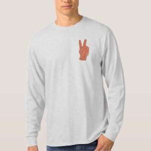 Peace Hand Sign刺繍スタイル- Love Freedom Tシャツ