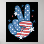 Peace Hand Sign Groovy 7/4 ポスター (正面)