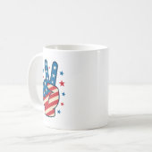 Peace Hand USA Flag 4th of July コーヒーマグカップ (正面左)