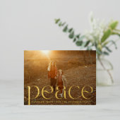 PEACE happy holidays文字写真メリークリスマス 箔シーズンポストカード (立ち正面)