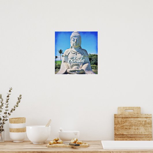 Peace Hawaiiブッダ写真エクセアル引用文スクリプト ポスター (キッチン)