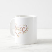 Peace Heart Boho Typography コーヒーマグカップ (正面左)